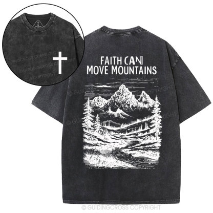 Faith Can Move Mountains Christian Washed T-Shirt