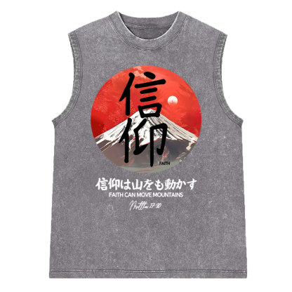 Faith Can Move Mountains Washed Christian Sleeveless Tee