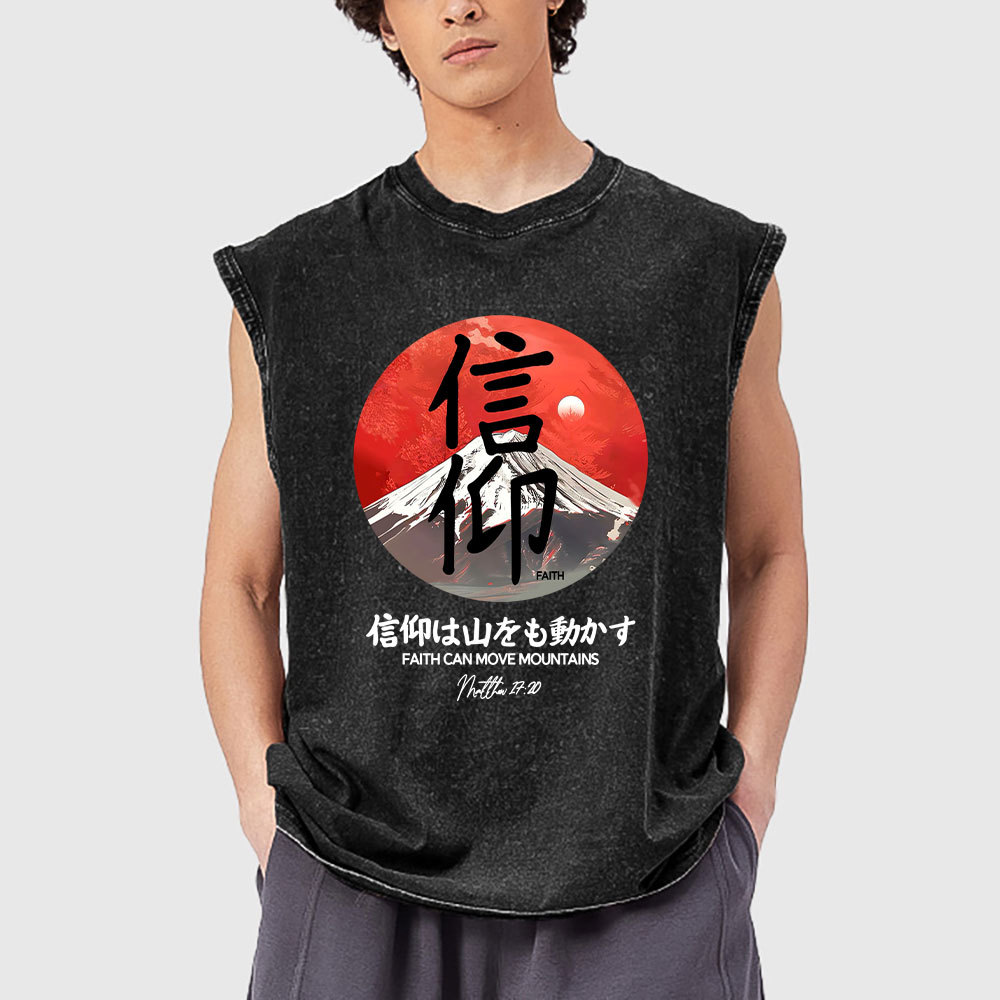 Faith Can Move Mountains Washed Christian Sleeveless Tee