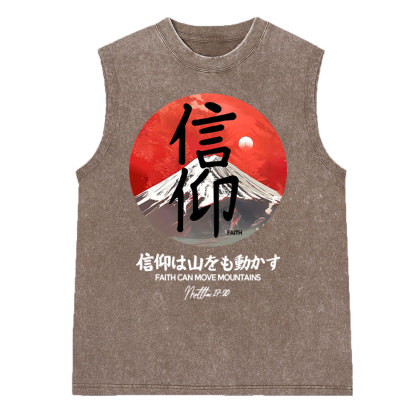 Faith Can Move Mountains Washed Christian Sleeveless Tee