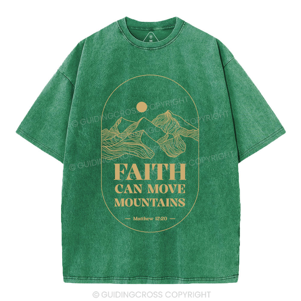 Faith Can Move Mountian Christian Washed T-Shirt