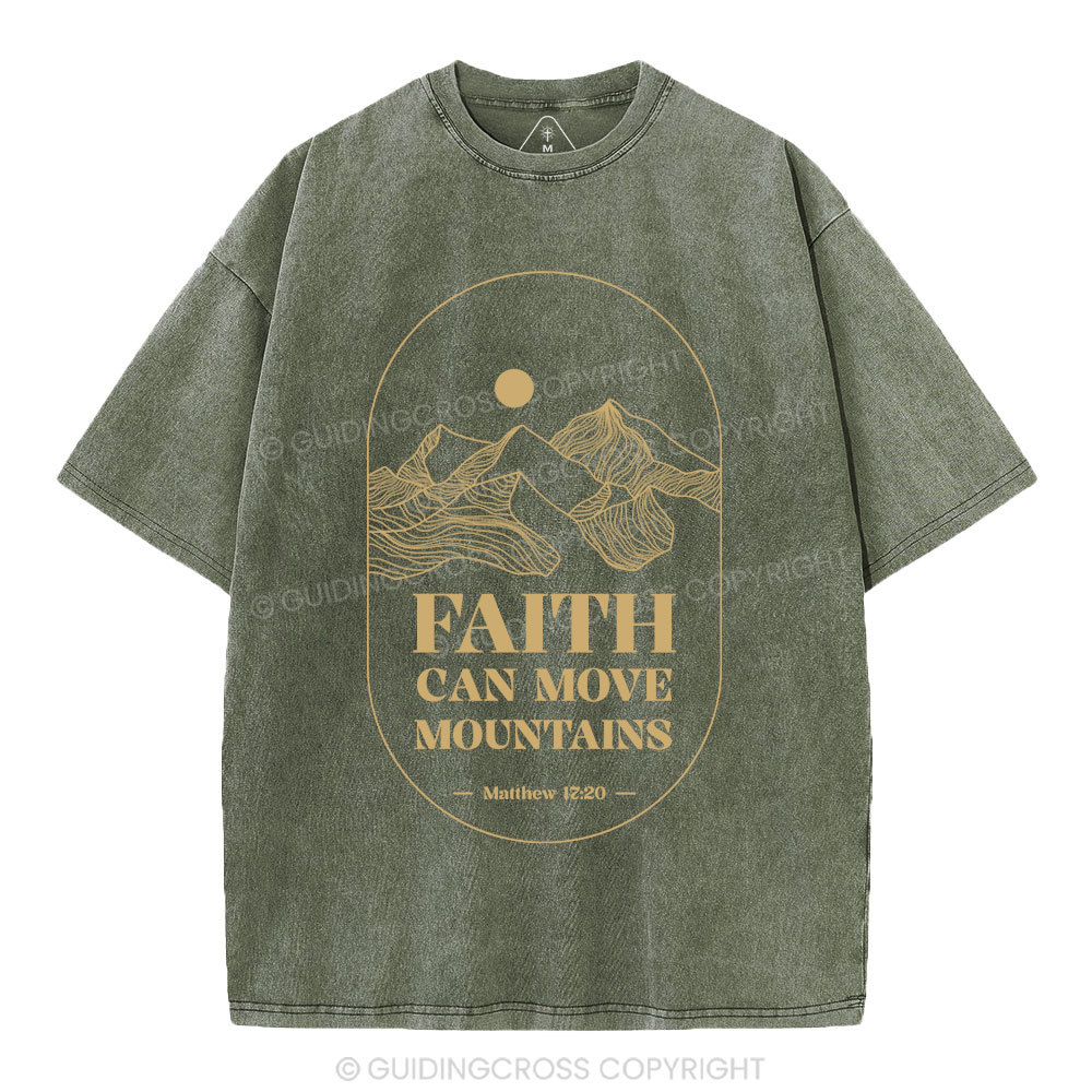 Faith Can Move Mountian Christian Washed T-Shirt