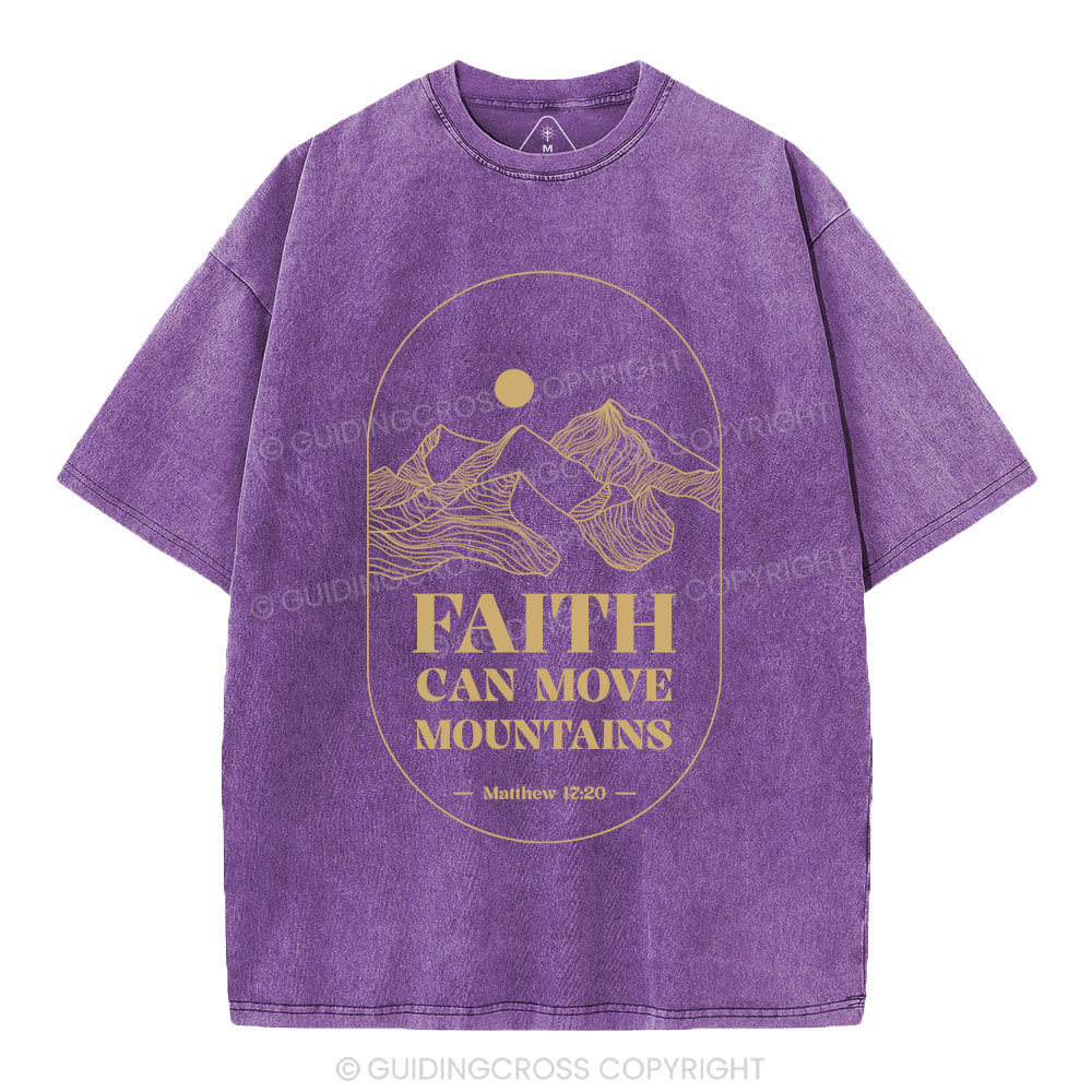 Faith Can Move Mountian Christian Washed T-Shirt
