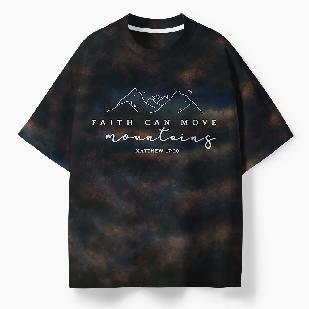 Faith Can Move Mountian Oversized All-Over Print Christian T-Shirt