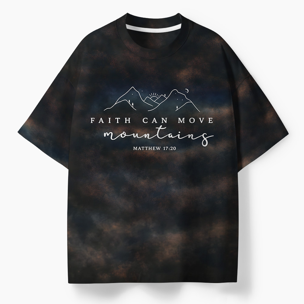 Faith Can Move Mountian Oversized All-Over Print Christian T-Shirt
