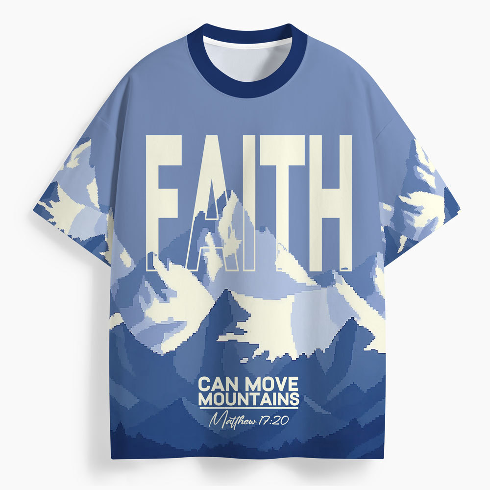 Faith Can Move Mountians Oversized All-Over Print Christian T-Shirt