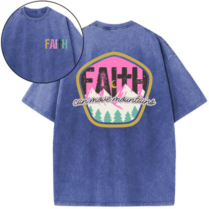 Faith Can Move Moutains Boho Christian Washed T-Shirt