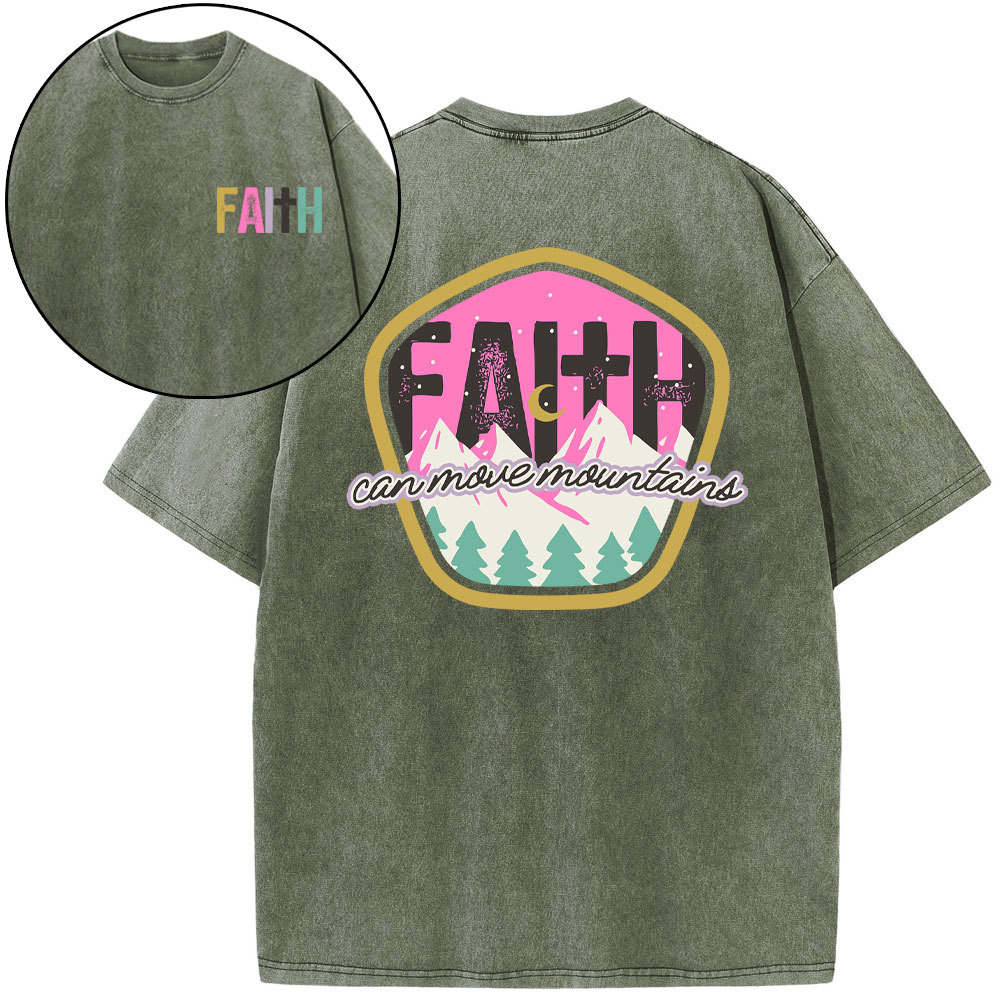 Faith Can Move Moutains Boho Christian Washed T-Shirt