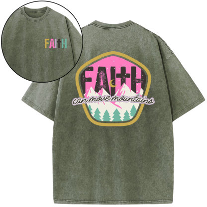 Faith Can Move Moutains Boho Christian Washed T-Shirt