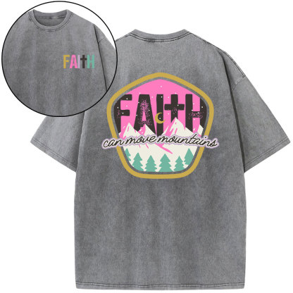 Faith Can Move Moutains Boho Christian Washed T-Shirt