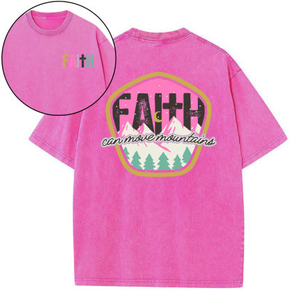 Faith Can Move Moutains Boho Christian Washed T-Shirt