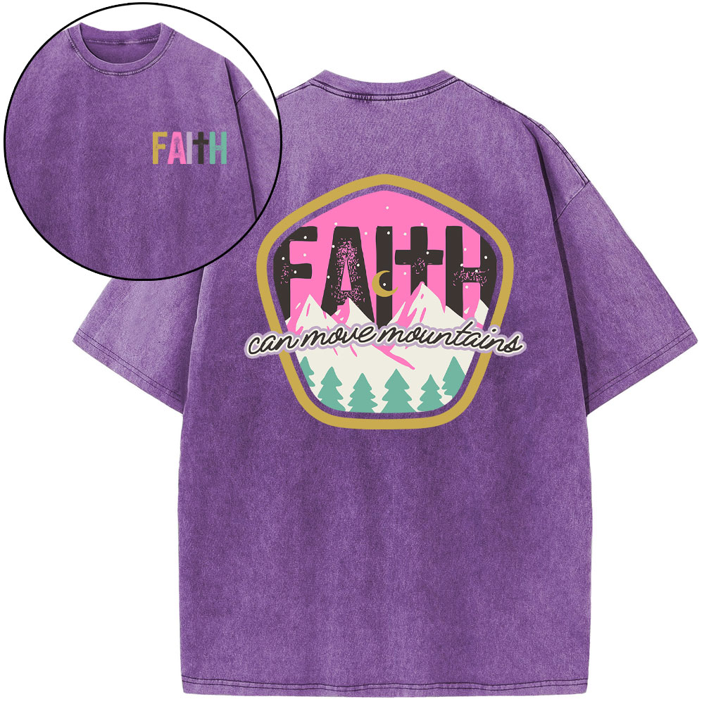 Faith Can Move Moutains Boho Christian Washed T-Shirt