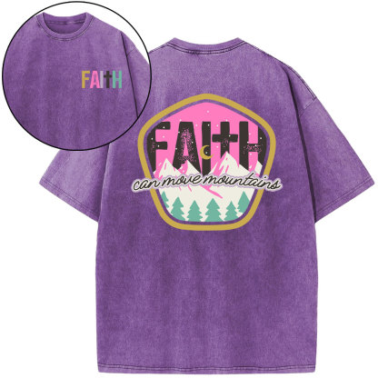 Faith Can Move Moutains Boho Christian Washed T-Shirt