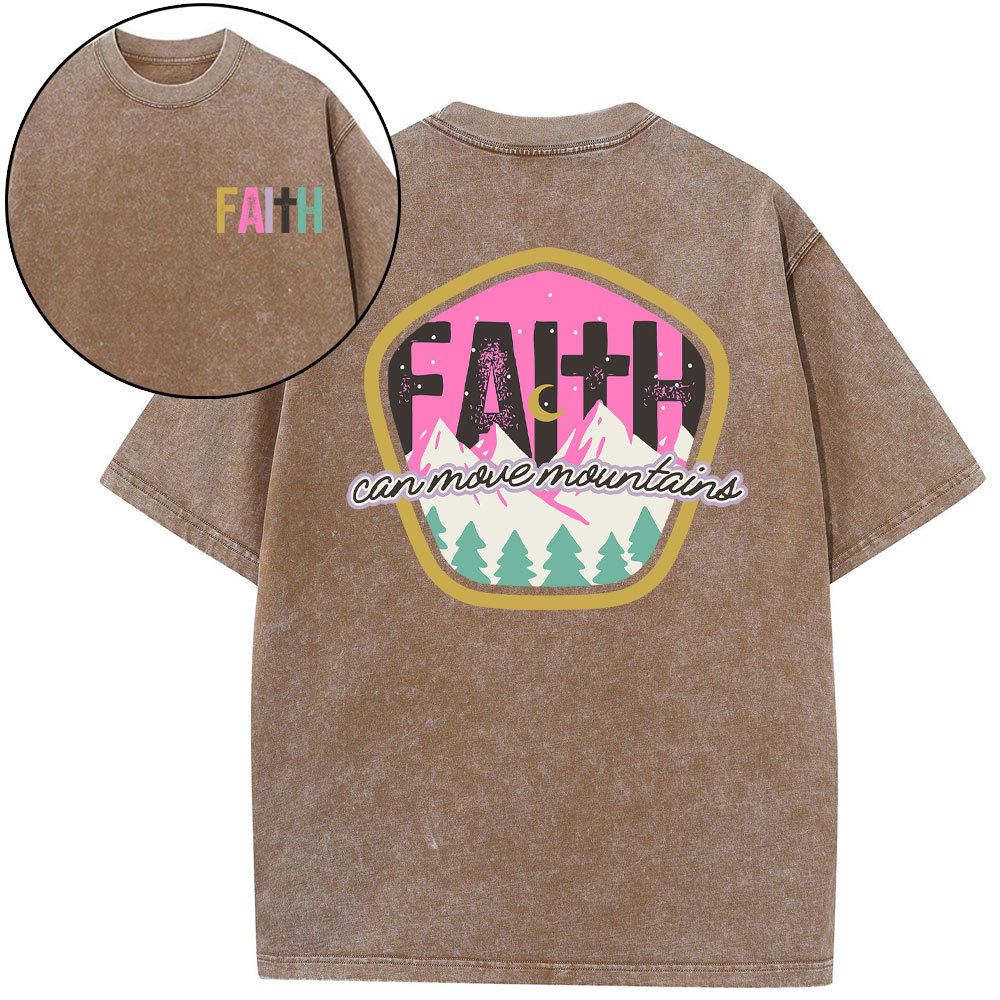 Faith Can Move Moutains Boho Christian Washed T-Shirt