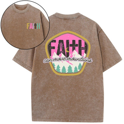 Faith Can Move Moutains Boho Christian Washed T-Shirt