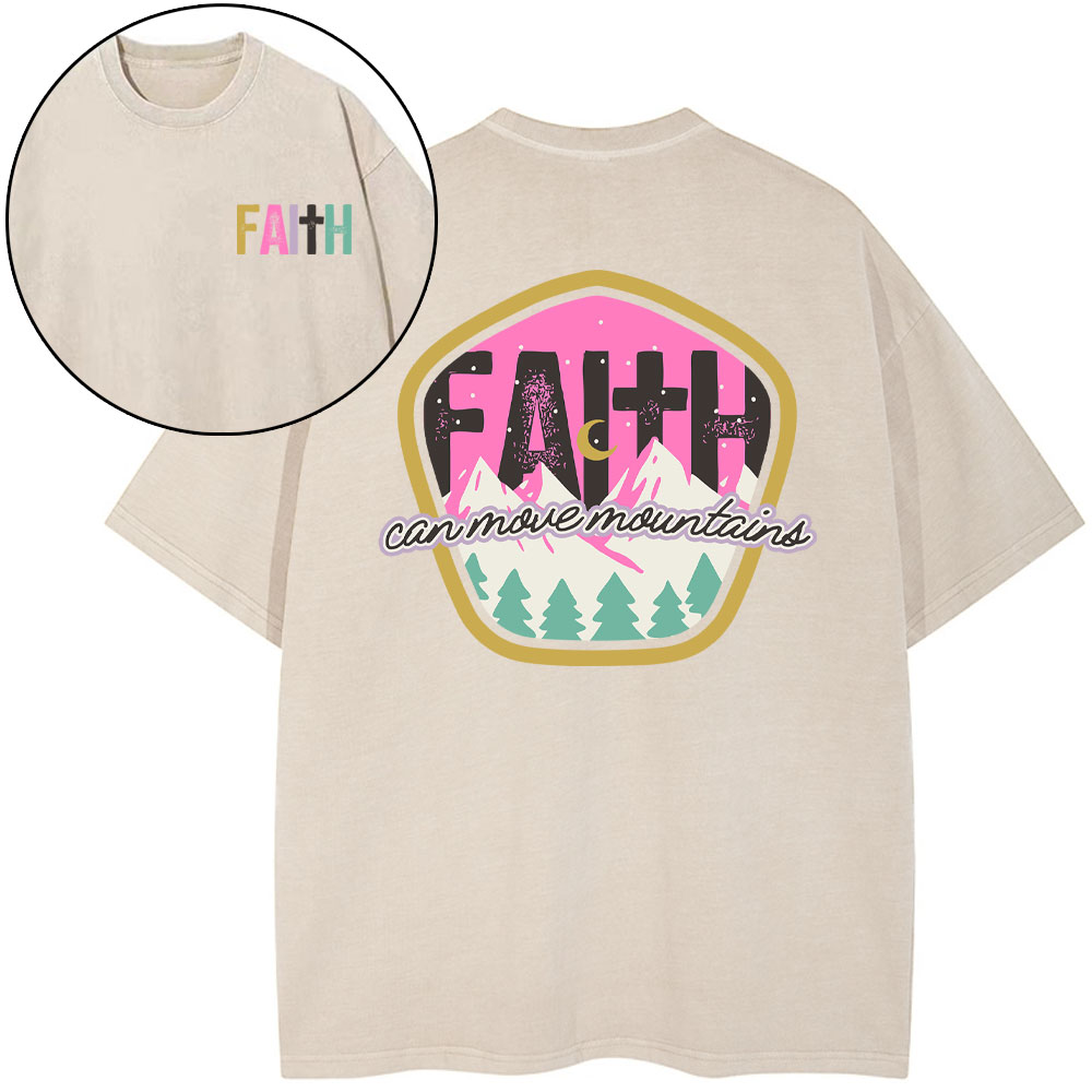 Faith Can Move Moutains Boho Christian Washed T-Shirt