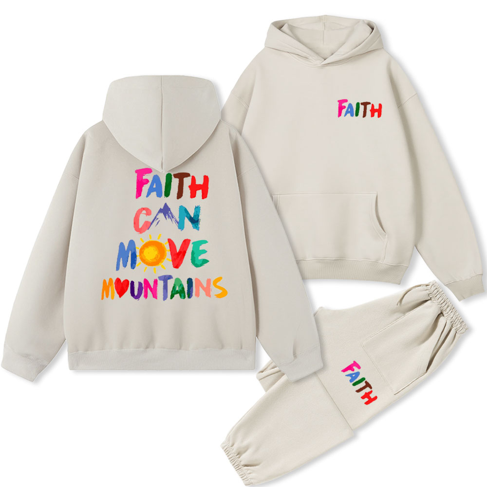 Faith Can Move Moutains Christian Fleece Hoodie Set