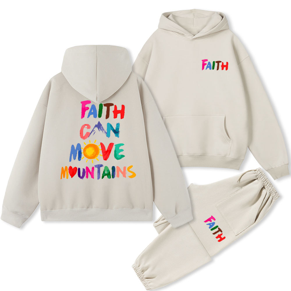 Faith Can Move Moutains Christian Fleece Hoodie Set