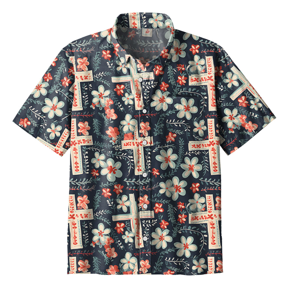 Faith Cross Boho Christian Hawaiian Shirt