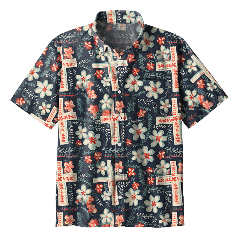 Faith Cross Boho Christian Hawaiian Shirt