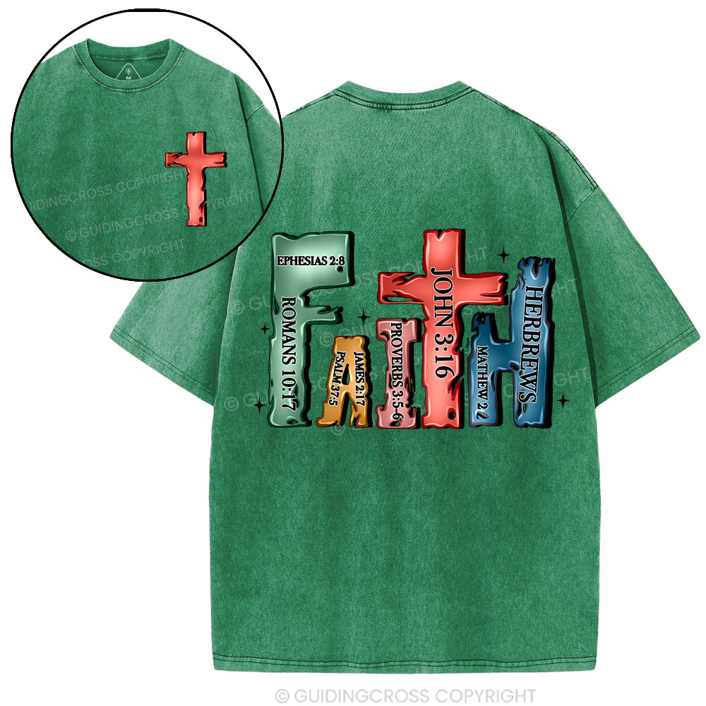 Faith Cross Christian Washed T-Shirt