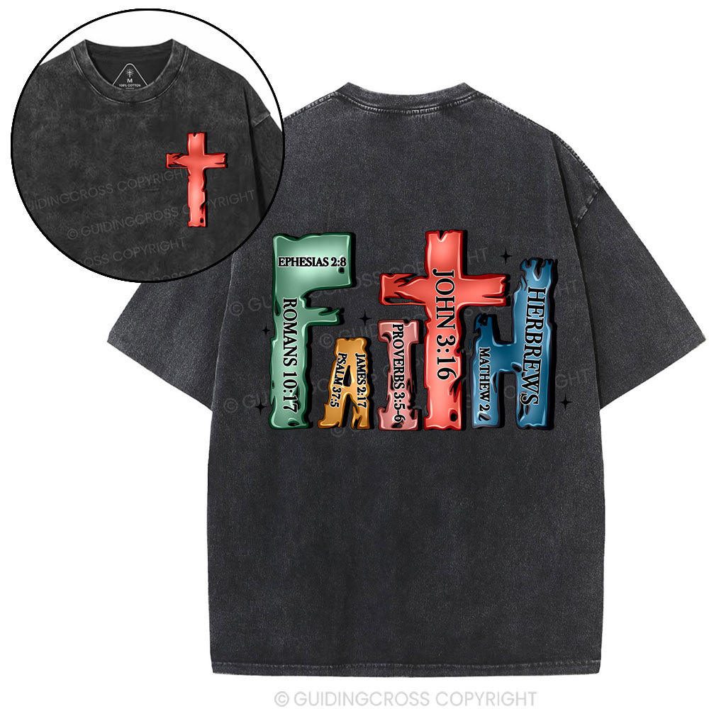 Faith Cross Christian Washed T-Shirt