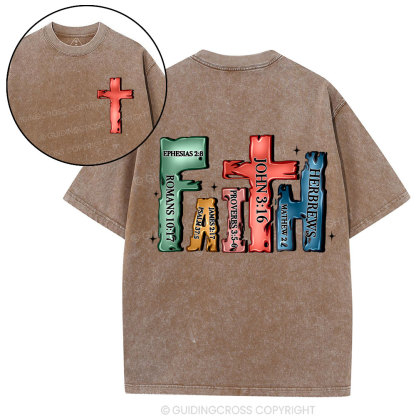 Faith Cross Christian Washed T-Shirt