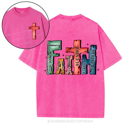 Faith Cross Christian Washed T-Shirt