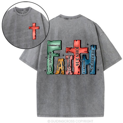 Faith Cross Christian Washed T-Shirt