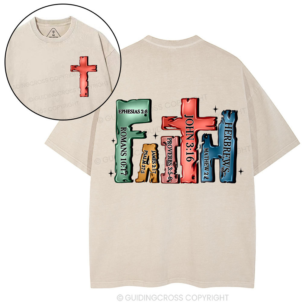 Faith Cross Christian Washed T-Shirt