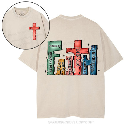 Faith Cross Christian Washed T-Shirt