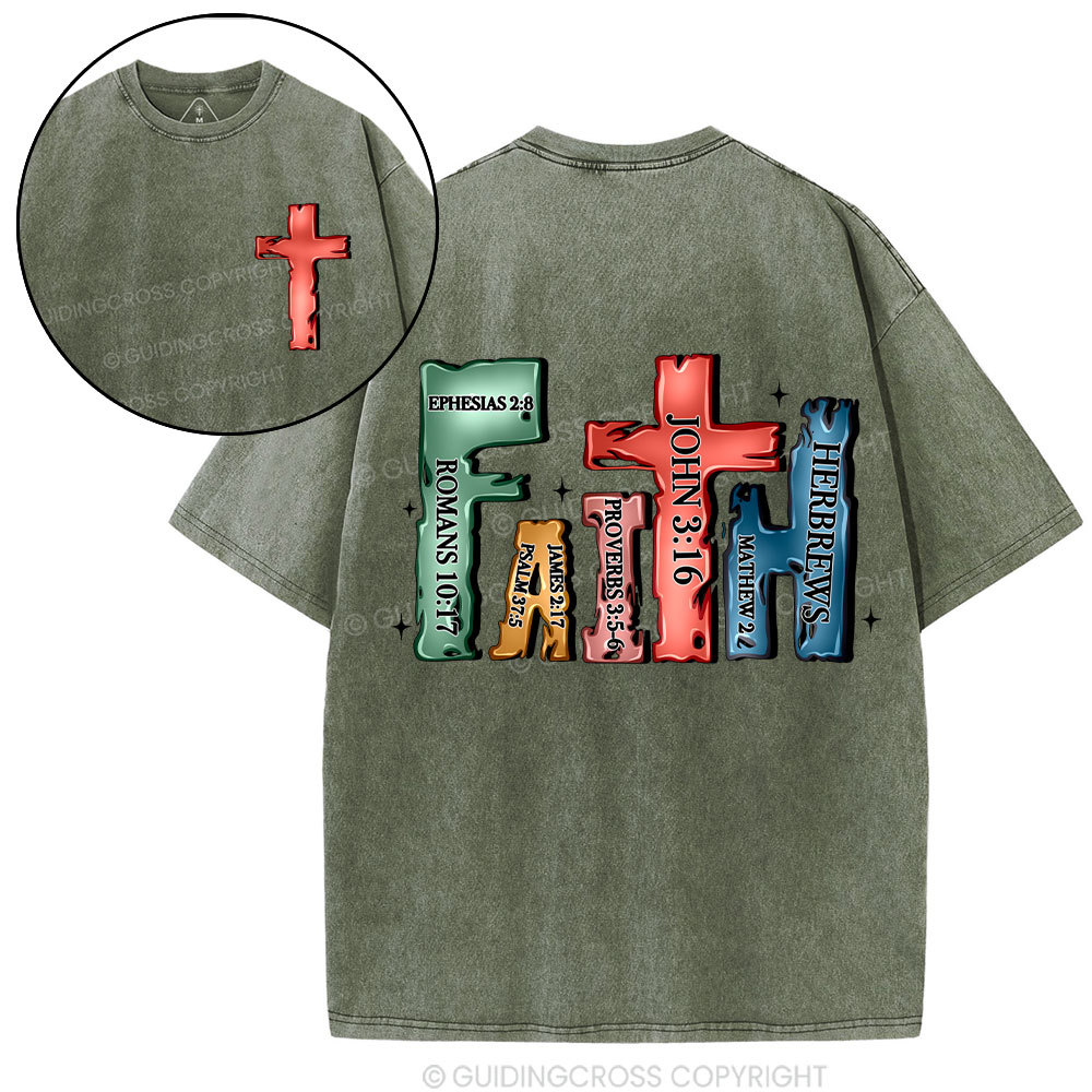 Faith Cross Christian Washed T-Shirt