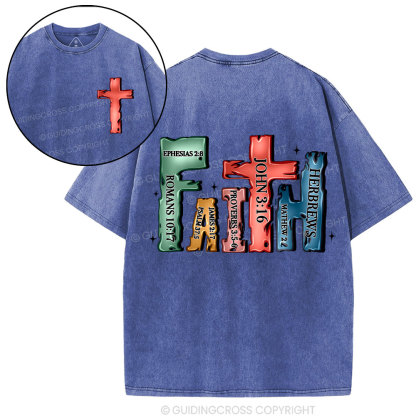 Faith Cross Christian Washed T-Shirt