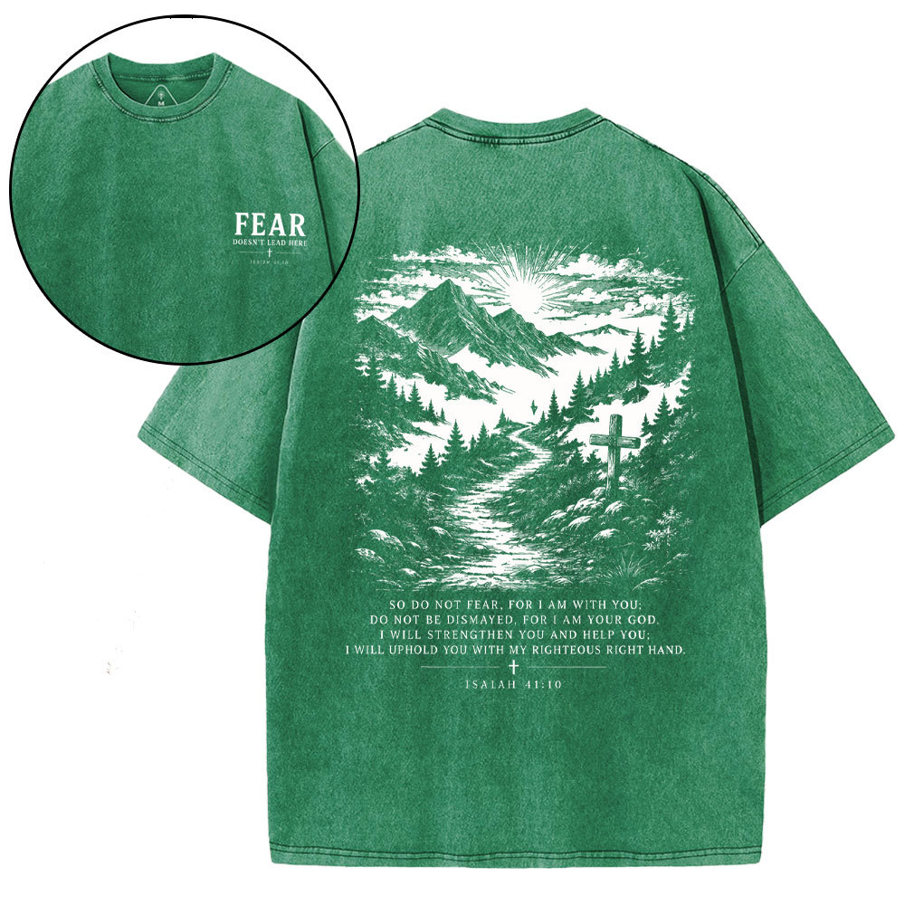 Faith Doesn't Lead Here Christian Washed T-Shirt