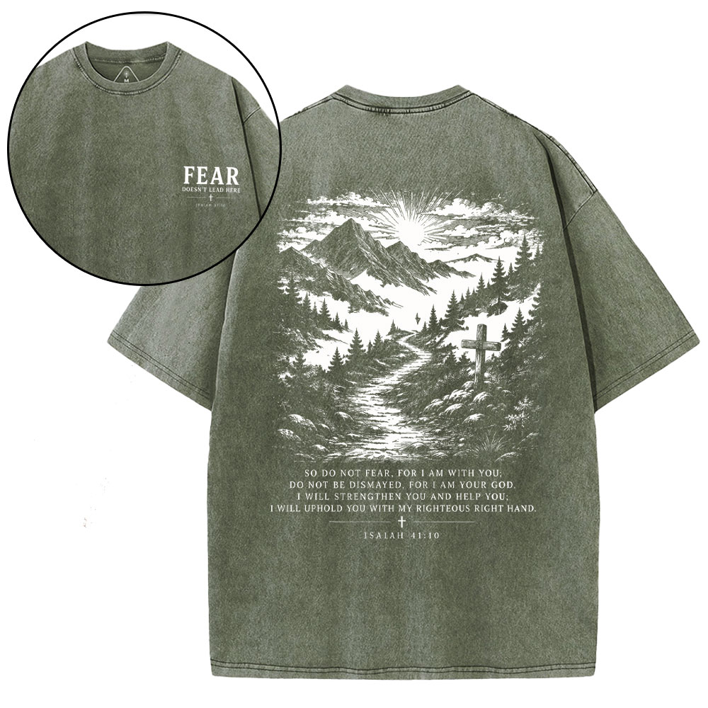 Faith Doesn't Lead Here Christian Washed T-Shirt