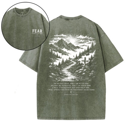 Faith Doesn't Lead Here Christian Washed T-Shirt