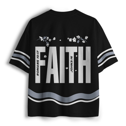 Faith Flower Christian Black Mesh Jersey