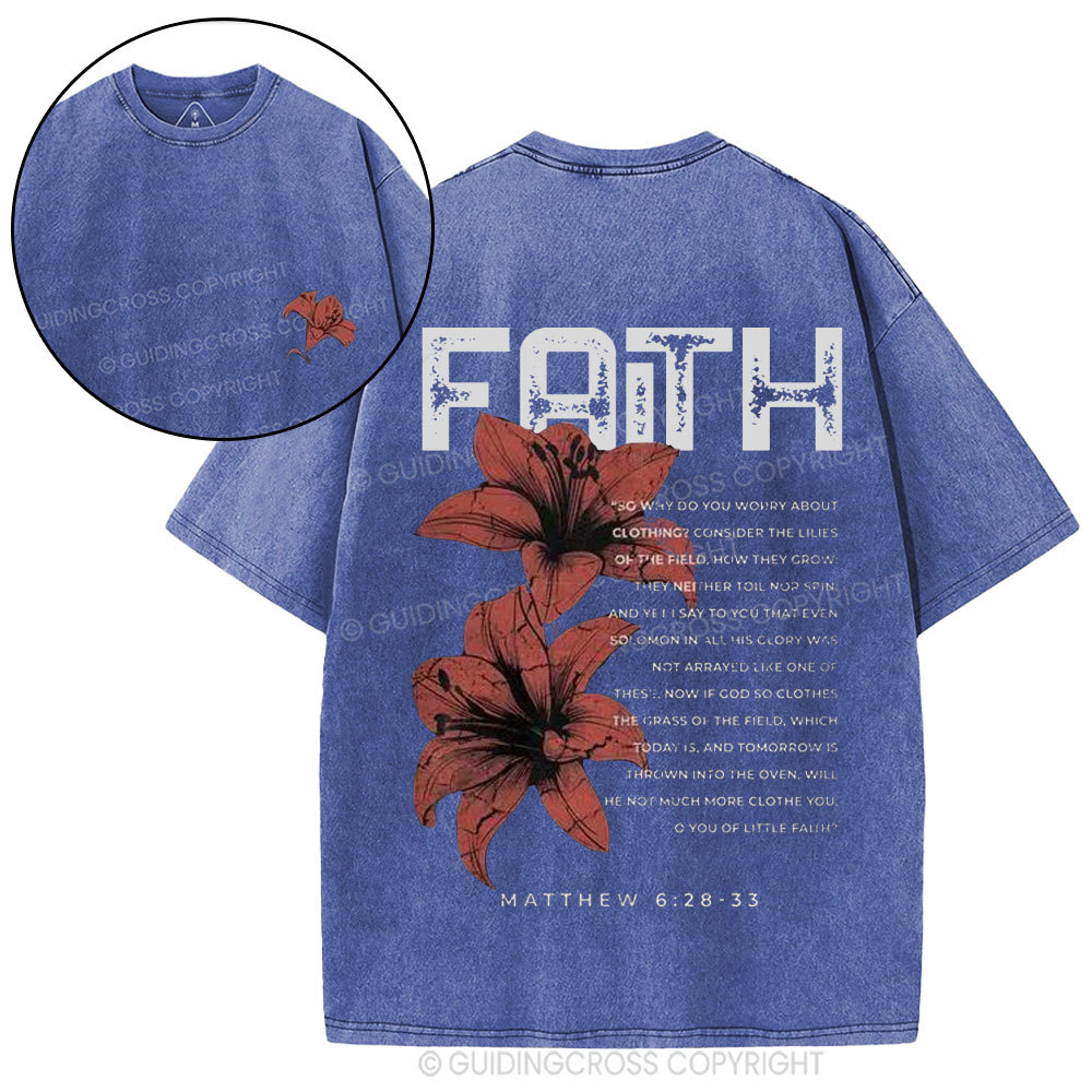 Faith Flower Christian Washed T-Shirt