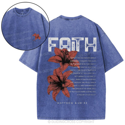 Faith Flower Christian Washed T-Shirt