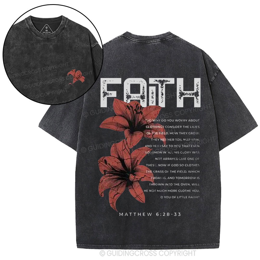 Faith Flower Christian Washed T-Shirt