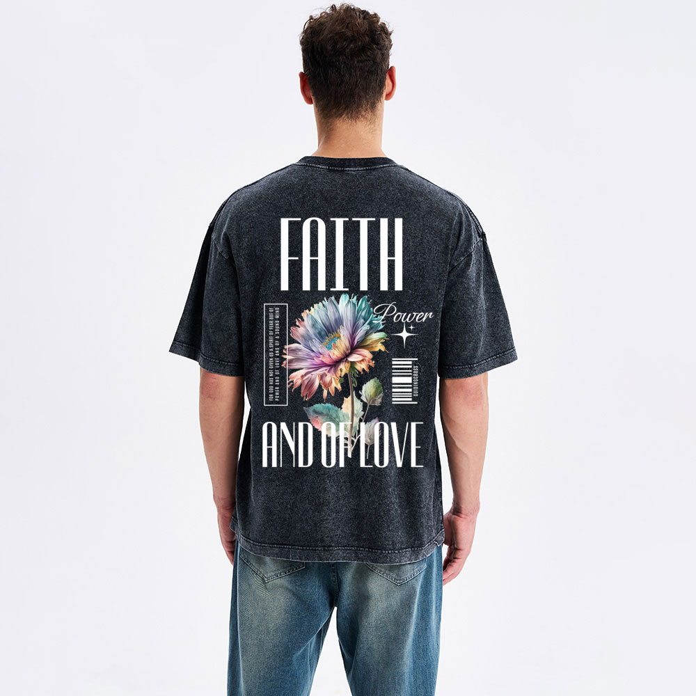 Faith Flower Christian Washed T-Shirt