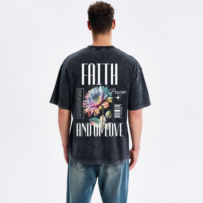 Faith Flower Christian Washed T-Shirt