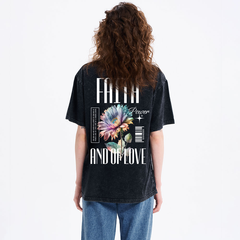 Faith Flower Christian Washed T-Shirt