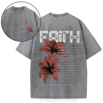Faith Flower Christian Washed T-Shirt