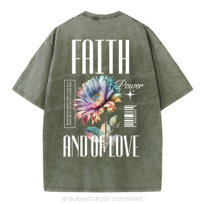 Faith Flower Christian Washed T-Shirt