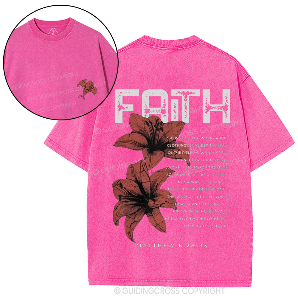 Faith Flower Christian Washed T-Shirt