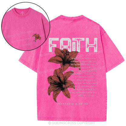 Faith Flower Christian Washed T-Shirt