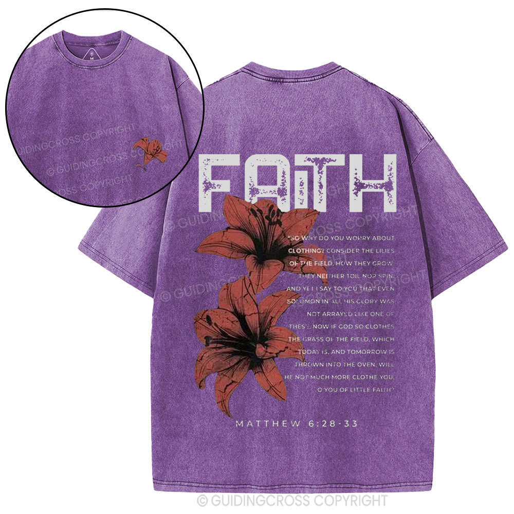 Faith Flower Christian Washed T-Shirt