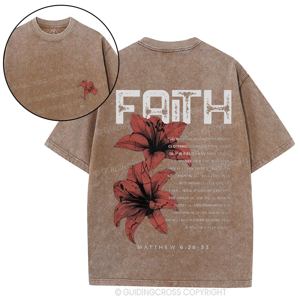 Faith Flower Christian Washed T-Shirt