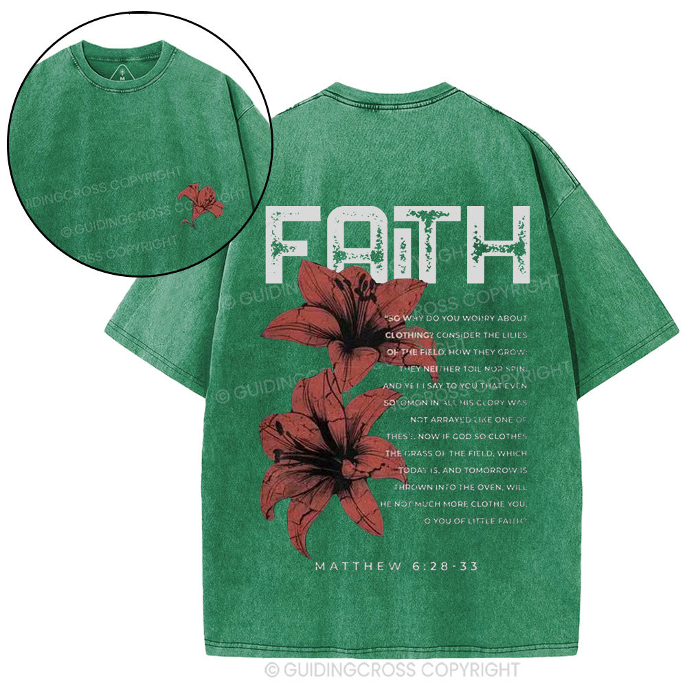 Faith Flower Christian Washed T-Shirt
